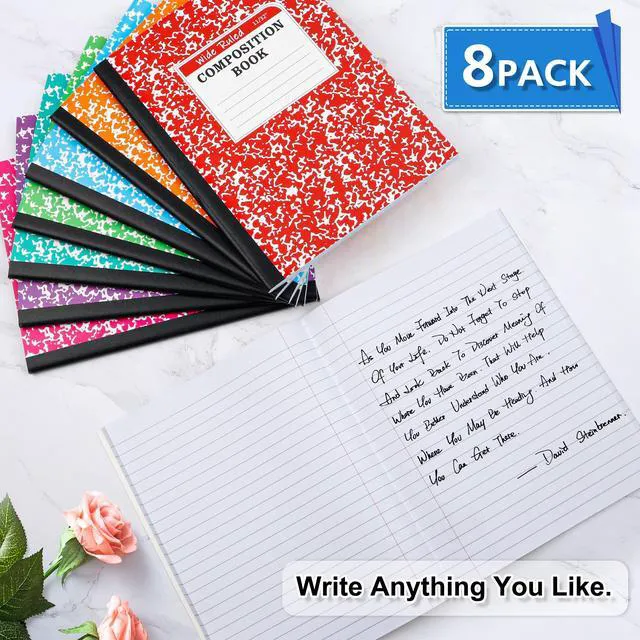 Alt view image 4 of 7 - Composition Notebook, 8 Pack 8 Pastel Colors Wide Ruled Composition Books Bulk, Marble Cover Notepad Lined Cute Journal Notebooks for School Supplies Notes Taking Writing, 9.75 X 7.5 in