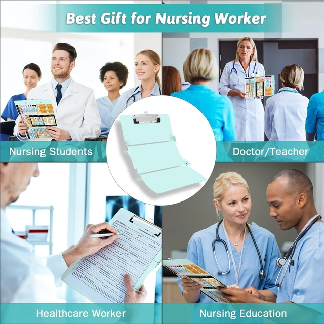 Alt view image 7 of 7 - Nursing Clipboard Foldable Clipboard Medical: Edition Cheat Sheets Aluminum 3 Layers Foldable Clipboards Nursing Pocket Size Profile Clip Nurse Clipboards Notepad for Nurses Students and Doctors