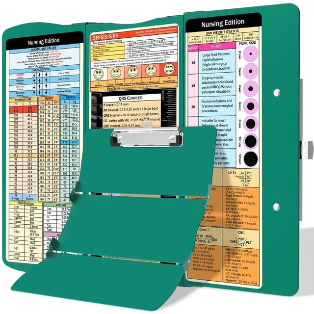 Main image of Nursing Clipboard Foldable Clipboard Medical: Edition Cheat Sheets Aluminum 3 Layers Foldable Clipboards Nursing Pocket Size Profile Clip Nurse Clipboards Notepad for Nurses Students and Doctors