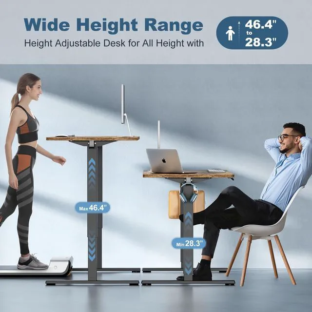 Alt view image 5 of 7 - 55 Inch Electric Standing Desk, Memory Adjustable Home Office Desk Sit Stand Up Desk for Work Home Office,Adjustable Desk, Rising Computer Table with Splice Board,Cable Management,Hook,Brown