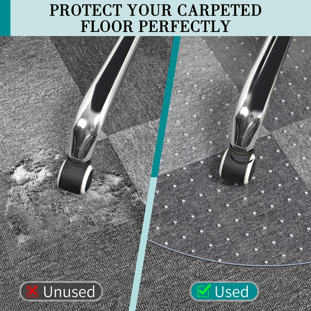 Alt view image 3 of 7 - Office Chair Mat for Carpet, 36'' x 36'' Round Clear Floor Mat for Low and No Pile Carpeted Floors, Thick and Sturdy Carpet Protector for Work, Home, Gaming, Easy Glide Flat Without Curling