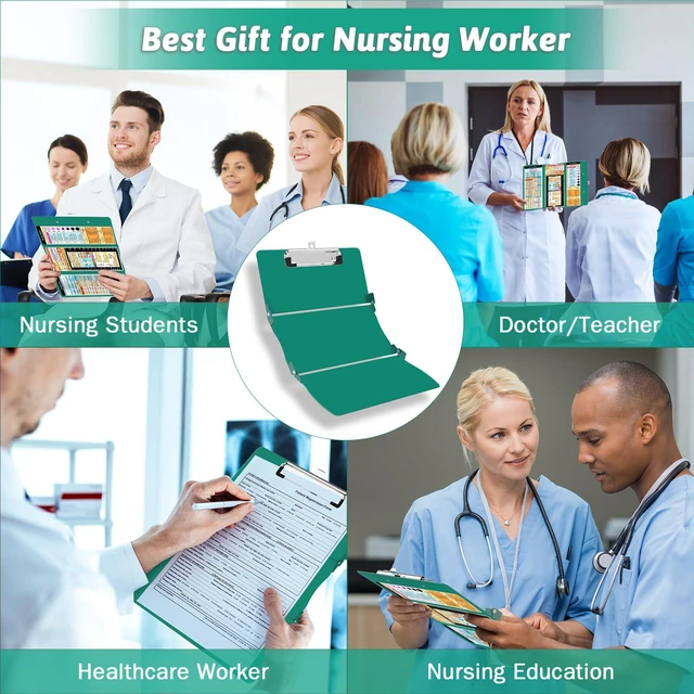 Alt view image 7 of 7 - Nursing Clipboard Foldable Clipboard Medical: Edition Cheat Sheets Aluminum 3 Layers Foldable Clipboards Nursing Pocket Size Profile Clip Nurse Clipboards Notepad for Nurses Students and Doctors