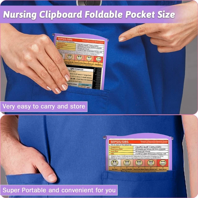 Alt view image 2 of 7 - Nursing Clipboard Foldable Clipboard Medical: Nurse Edition Cheat Sheets Aluminum 3 Layers Foldable Clipboards Nursing Pocket Size Profile Clip Nurse Clipboards Notepad for Nurses Students and Doctors