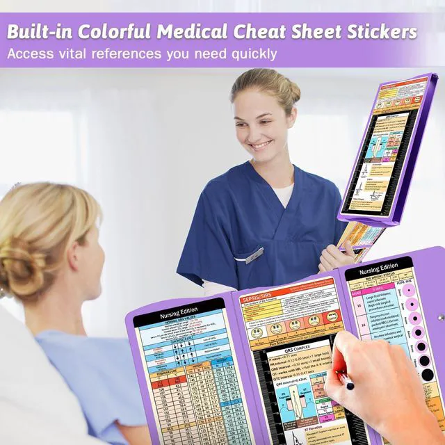 Alt view image 3 of 7 - Nursing Clipboard Foldable Clipboard Medical: Nurse Edition Cheat Sheets Aluminum 3 Layers Foldable Clipboards Nursing Pocket Size Profile Clip Nurse Clipboards Notepad for Nurses Students and Doctors