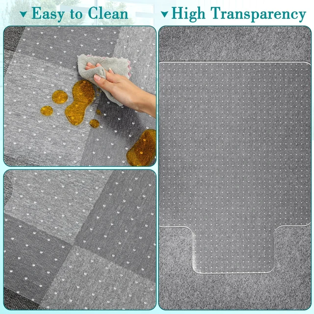 Alt view image 6 of 7 - Office Chair Mat for Low Pile Carpets, Clear, 36" x 48" with Lip Carpet Protector Mat for Office Chair, Heavy Duty Computer Desk Floor Mat for Carpeted floors for Home/Offices, Easy Glide