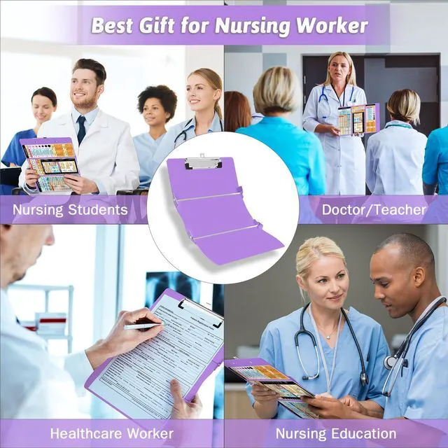 Alt view image 7 of 7 - Nursing Clipboard Foldable Clipboard Medical: Nurse Edition Cheat Sheets Aluminum 3 Layers Foldable Clipboards Nursing Pocket Size Profile Clip Nurse Clipboards Notepad for Nurses Students and Doctors