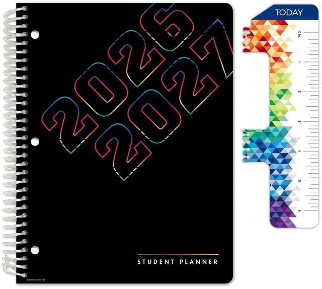 Main image of 2026-2027 Middle & High School Student Planner 8.5" x 11" - Dated Weekly & Monthly Academic Planner with Ruler/Bookmark & Stickers, Ideal for Homework, Block Style, Neon Numbers