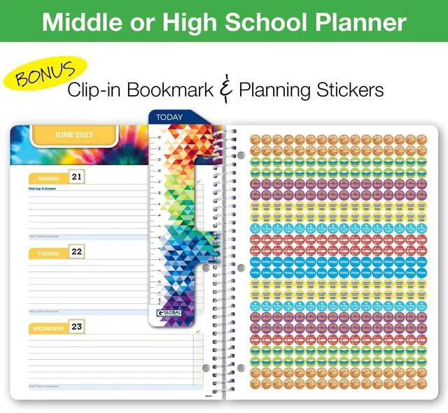 Alt view image 3 of 7 - 2026-2027 Middle & High School Student Planner 8.5" x 11" - Dated Weekly & Monthly Academic Planner with Ruler/Bookmark & Stickers, Ideal for Homework, Block Style, Doodles