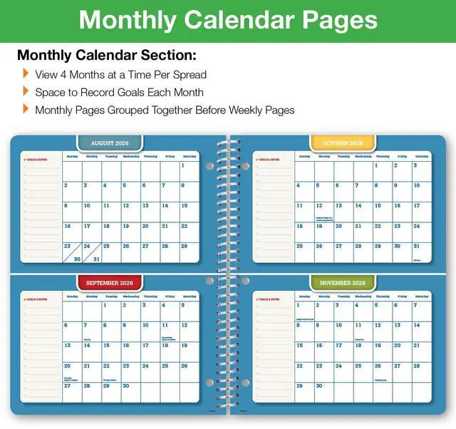 Alt view image 5 of 7 - 2026-2027 Middle & High School Student Planner 8.5" x 11" - Dated Weekly & Monthly Academic Planner with Ruler/Bookmark & Stickers, Ideal for Homework, Block Style, Doodles