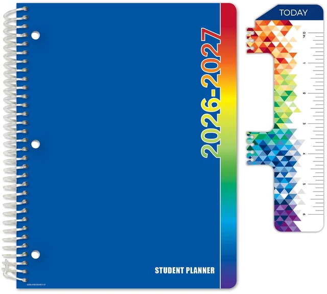 Main image of 2026-2027 Middle & High School Student Planner 8.5" x 11" - Dated Weekly & Monthly Academic Planner with Ruler/Bookmark & Stickers, Ideal for Homework, Block Style, Blue Colors