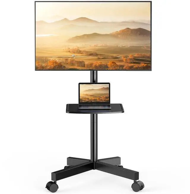 Main image of Rolling TV Stand for 23-63 Inch Flat/Curved Screen TVs up to 88 lbs, Mobile TV Stand on Wheels, Portable TV Stand with Tilt & Height Adjustable,Outdoor TV Stand Max VESA 400x400mm