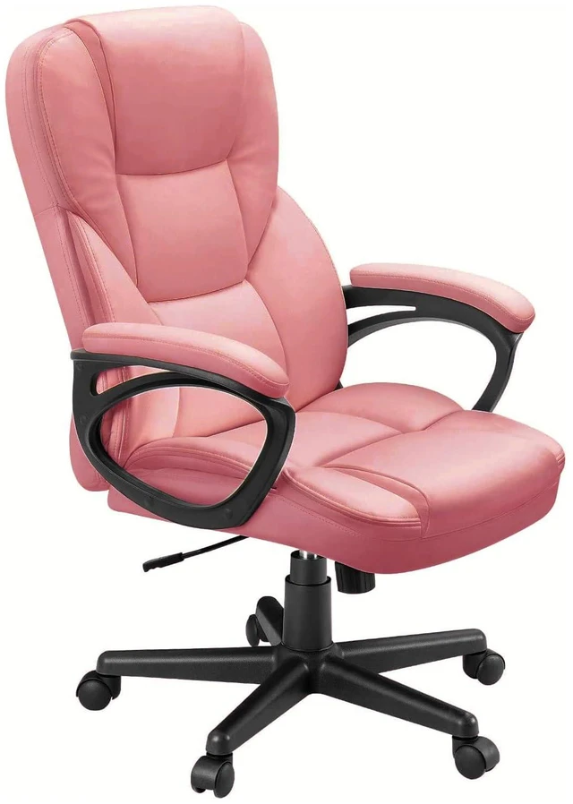 Main image of Office Executive Chair High Back Adjustable Managerial Home Desk Chair, Swivel Computer PU Leather Chair with Lumbar Support (1, Pink)