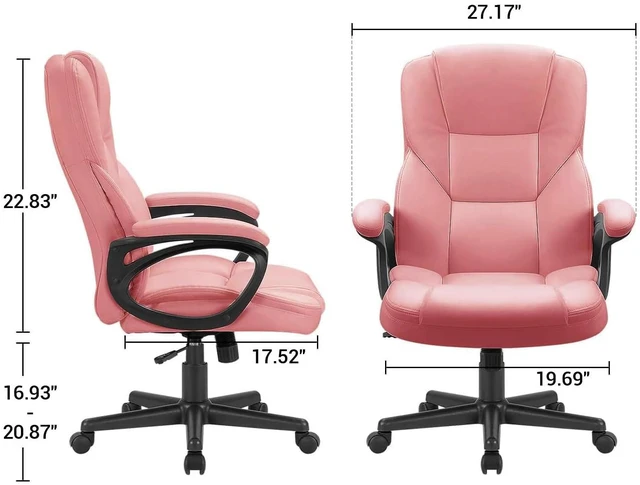 Alt view image 3 of 7 - Office Executive Chair High Back Adjustable Managerial Home Desk Chair, Swivel Computer PU Leather Chair with Lumbar Support (1, Pink)