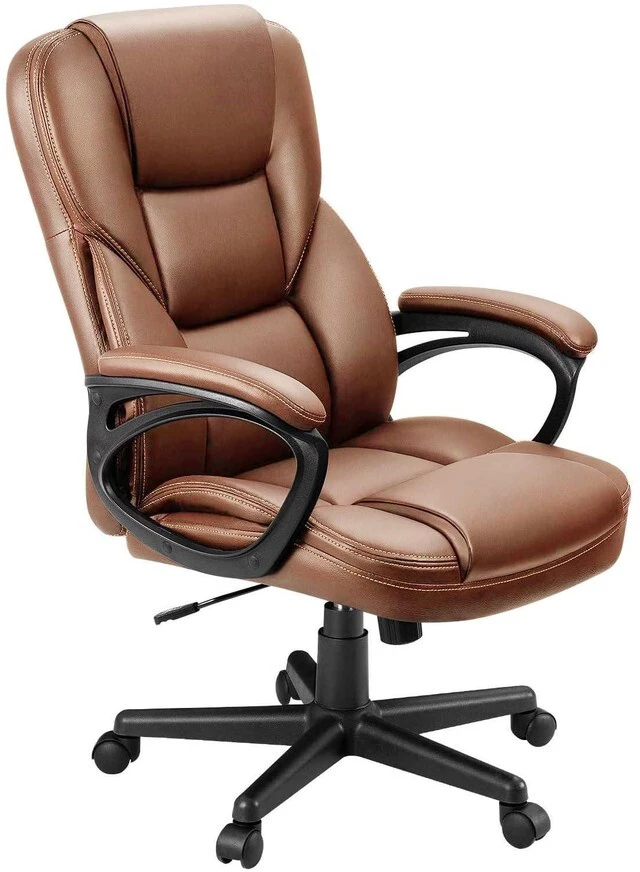 Main image of Office Executive Chair High Back Adjustable Managerial Home Desk Chair, Swivel Computer PU Leather Chair with Lumbar Support (1, Light Brown)