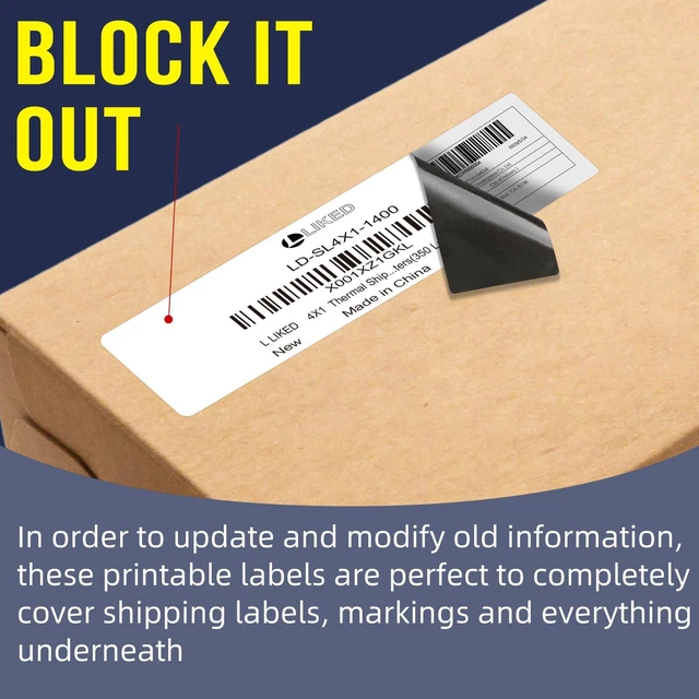 Alt view image 3 of 7 - 4"x1" Thermal Labels, 16800 Strong Adhesive Shipping Labels 12 rolls, 1400 labels/Roll, Block Old Information, BPA Free, Perforated, Compatible with Most Printers