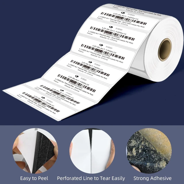 Alt view image 4 of 7 - 4"x1" Thermal Labels, 16800 Strong Adhesive Shipping Labels 12 rolls, 1400 labels/Roll, Block Old Information, BPA Free, Perforated, Compatible with Most Printers