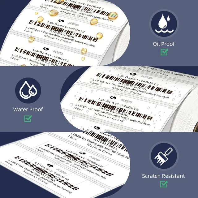 Alt view image 5 of 7 - 4"x1" Thermal Labels, 16800 Strong Adhesive Shipping Labels 12 rolls, 1400 labels/Roll, Block Old Information, BPA Free, Perforated, Compatible with Most Printers