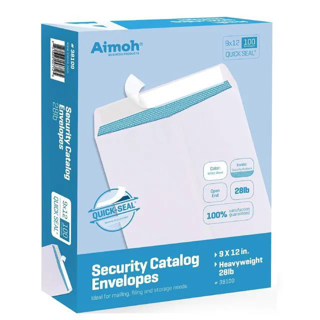 Alt view image 2 of 6 - 9 x 12 Self-Seal Security White Envelopes 9x12 Large Envelopes 500ct White, Security Tint, Self-Seal Closure, 28 LB Paper, Fits 8.5 x 11 Documents, 500 Count