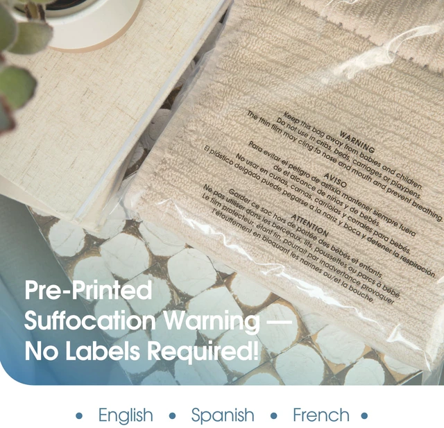 Alt view image 3 of 7 - 10" X 13" (1000 Count) Self Seal Clear Poly Bags with Suffocation Warning for Packaging, T Shirts & Shipping - Permanent Adhesive