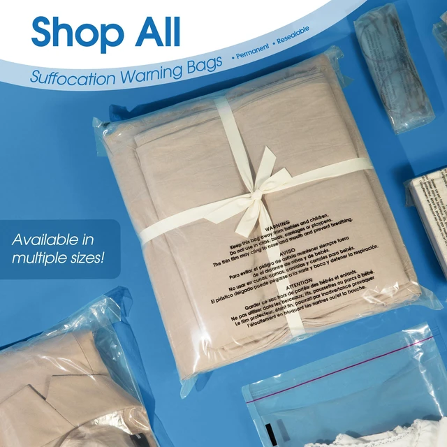 Alt view image 7 of 7 - 10" X 13" (1000 Count) Self Seal Clear Poly Bags with Suffocation Warning for Packaging, T Shirts & Shipping - Permanent Adhesive