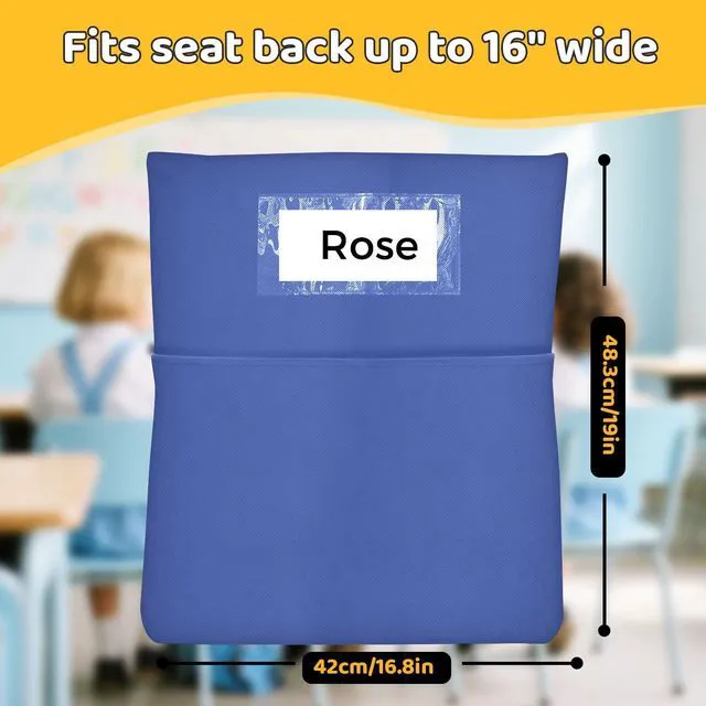 Alt view image 2 of 7 - 24 PCS Chair Pockets for Classrooms,19.5"x16.5" Seat Sacks for Classroom Chairs K-2,Classroom,School, and Home Seating Storage
