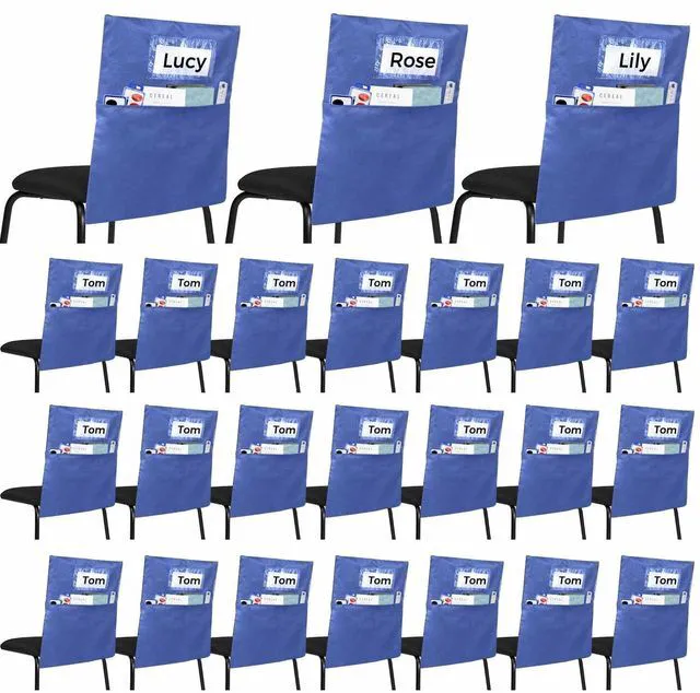 Main image of 24 PCS Chair Pockets for Classrooms,19.5"x16.5" Seat Sacks for Classroom Chairs K-2,Classroom,School, and Home Seating Storage