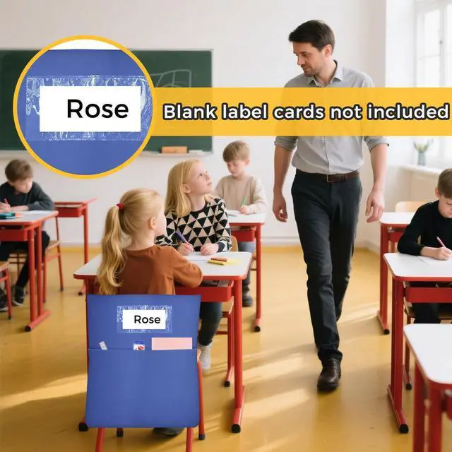 Alt view image 5 of 7 - 24 PCS Chair Pockets for Classrooms,19.5"x16.5" Seat Sacks for Classroom Chairs K-2,Classroom,School, and Home Seating Storage