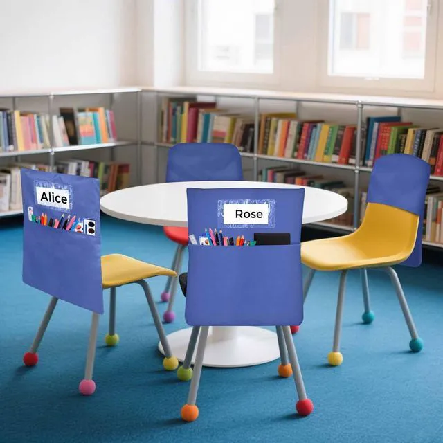 Alt view image 7 of 7 - 24 PCS Chair Pockets for Classrooms,19.5"x16.5" Seat Sacks for Classroom Chairs K-2,Classroom,School, and Home Seating Storage
