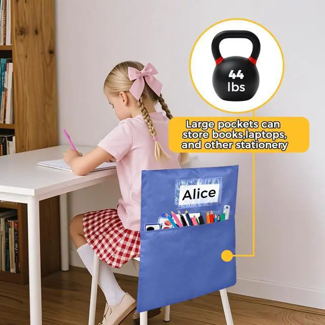 Alt view image 6 of 7 - 24 PCS Chair Pockets for Classrooms,19.5"x16.5" Seat Sacks for Classroom Chairs K-2,Classroom,School, and Home Seating Storage