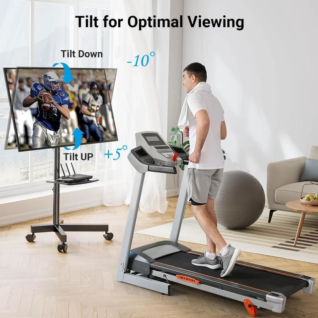 Alt view image 3 of 7 - Rolling TV Stand, Mobile TV Stand for 23-60 Inch LCD LED TVs, Tilt TV Stand Wheels Holds up to 88Lbs, Portable TV Stand for Bedroom with Shelf, Outdoor TV Stand Max VESA 400x400mm PSTVMC06