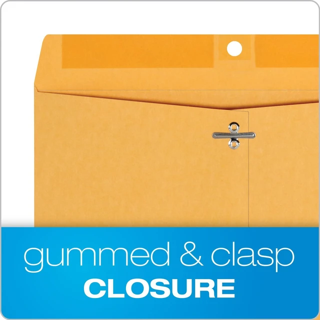 Alt view image 3 of 7 - QUA37893, Gummed Kraft Clasp Envelopes, 100 / Box, Kraft, 9.5 x 12.5 Inches