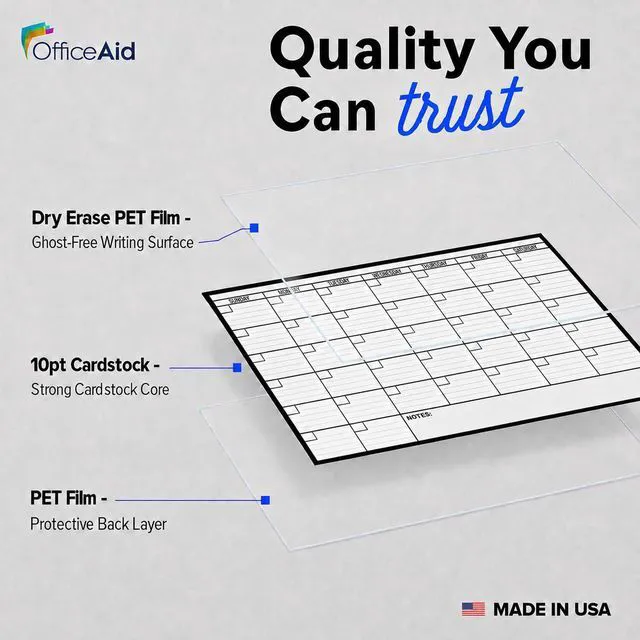 Alt view image 3 of 7 - Large Dry Erase Calendar for Wall 24x36, Giant Family Office Big Reusable, Monthly Planner Erasable Month, Rolled Whiteboard White Board, 36x24 Calendar Dry Erase for Undated Wall Large Classroom