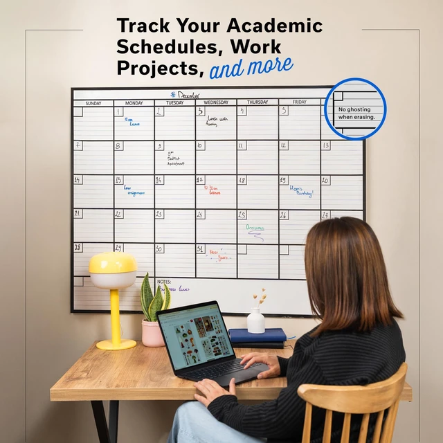 Alt view image 7 of 7 - (2 PK) Large Dry Erase Calendar for Wall 36x48, Big Classroom Giant Month, Undated Reusable Family Monthly, Rolled Whiteboard White Board, Calendar Dry Erase Planner for Wall Erasable Office 48x36