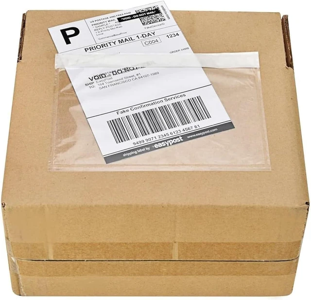 Main image of 6" x 9" Clear Adhesive Top Loading Packing List Clear Shipping Pouches, Mailing/Shipping Label Envelopes (500 Pack)