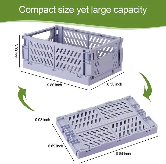 Alt view image 3 of 6 - 4-Pack Small Collapsible Plastic Storage Baskets, 9.8"x6.5"x3.8" Pastel, Space-Saving, Collapsible Plastic Bins, Cute Mini Storage Crates, for Classroom, Kitchen, Office, Bedroom
