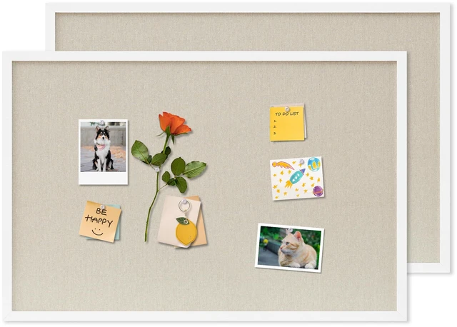 Main image of Cork Board with Linen White 2Pack,Bulletin Board 30"x20" Hanging Corkboards for Office Home School Message Board or Vision Board Decoration