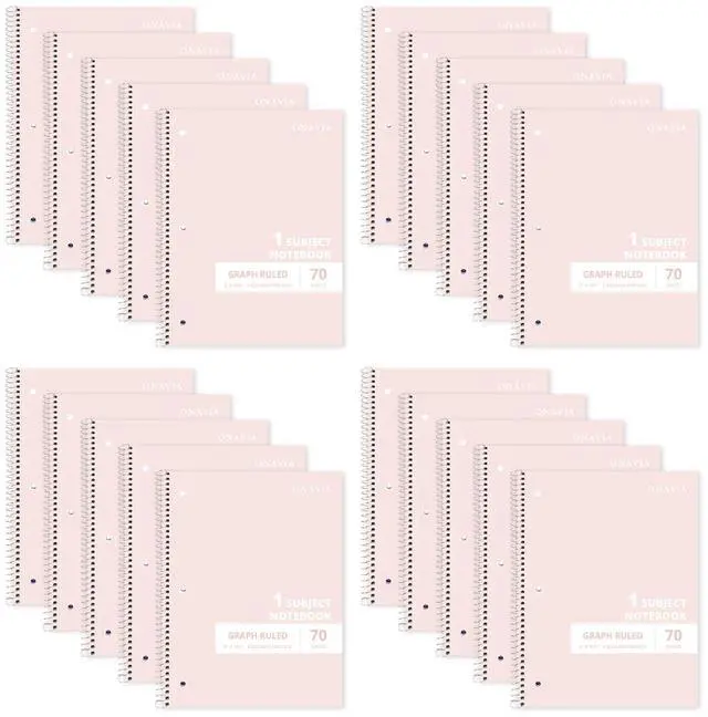 Main image of Pink 1 Subject Graph Paper Spiral Notebook Bulk, 140 Pages 70 Sheets, 8 x 10.5 in, 20 Pack School Notebooks, Graph Paper, Grid Pages, Math, Engineering: Amazon.com