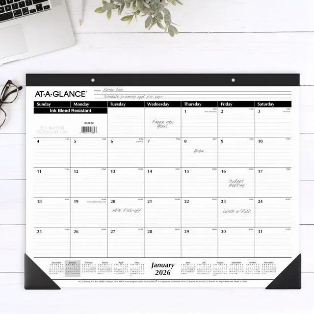 Alt view image 3 of 7 - 2026 Desk Calendar, Desk Pad, Monthly, 21-3/4" x 17", Large, Ruled Blocks, 3 Pack (AZSK240026), White