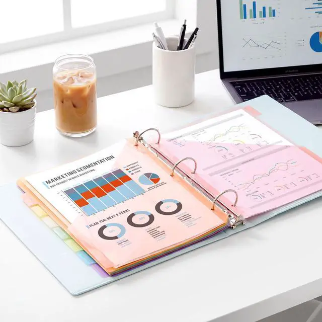 Alt view image 7 of 7 - 8 Tab Dividers with Pockets, Plastic Dividers for 3 Ring Binder, Subject Dividers with 2 Pockets, Binder Dividers for School Office Home Supplies, Soft Color, 3 Set