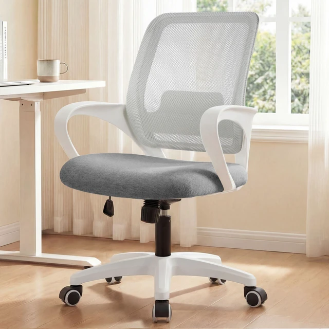 Main image of Home Office Desk Chair Ergonomic Mesh with Lumbar Support, Grey Comfortable Mesh Support, Adjustable Height, 360° Swivel and Smooth Casters Designed for Long Hours of Work or Study