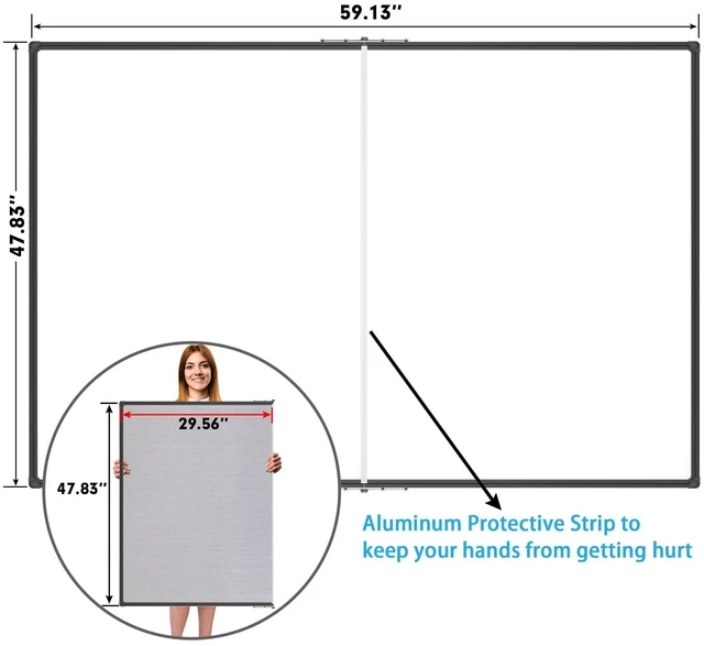 Alt view image 2 of 6 - Large Foldable White Board 60 x 48 Inches, Dry Erase Magnetic White Board, Black Aluminum Frame with 2 Detachable Marker Trays Wall Mounted Board for Office Home and School