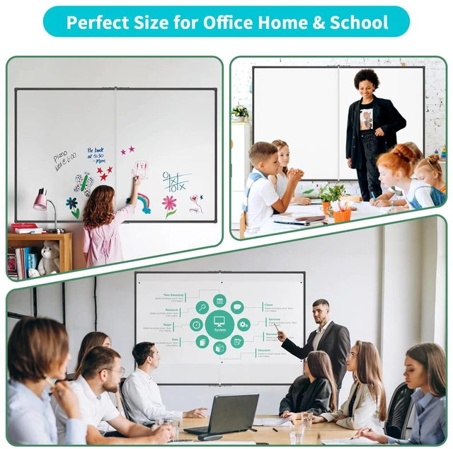 Alt view image 4 of 6 - Large Foldable White Board 60 x 48 Inches, Dry Erase Magnetic White Board, Black Aluminum Frame with 2 Detachable Marker Trays Wall Mounted Board for Office Home and School