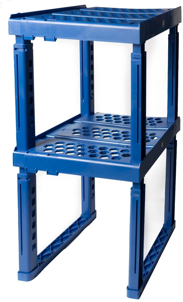 Main image of Locker Organizer Shelf Adjustable Width and Height, Ideal Locker for School, Office, and Gym Lockers (Blue 2 Pack)