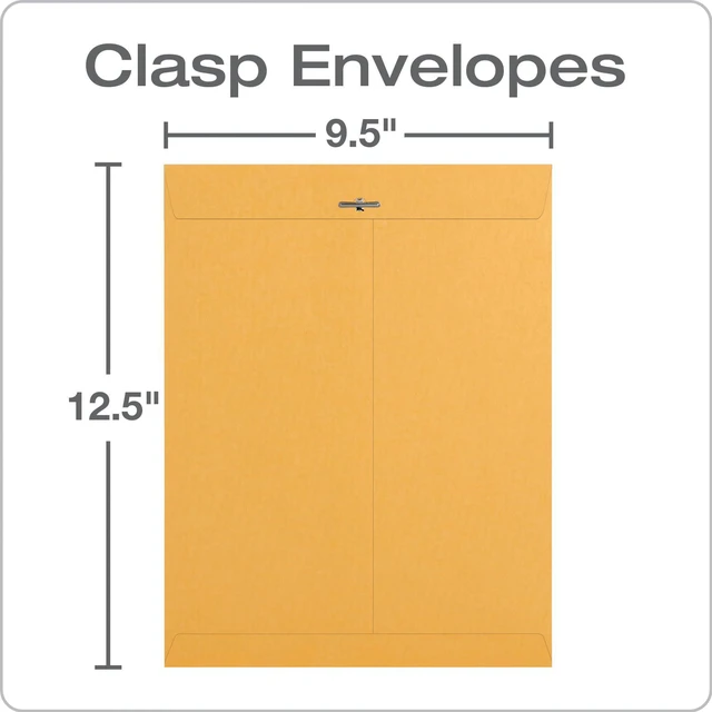 Alt view image 2 of 7 - QUA37893, Gummed Kraft Clasp Envelopes, 100 / Box, Kraft, 9.5 x 12.5 Inches