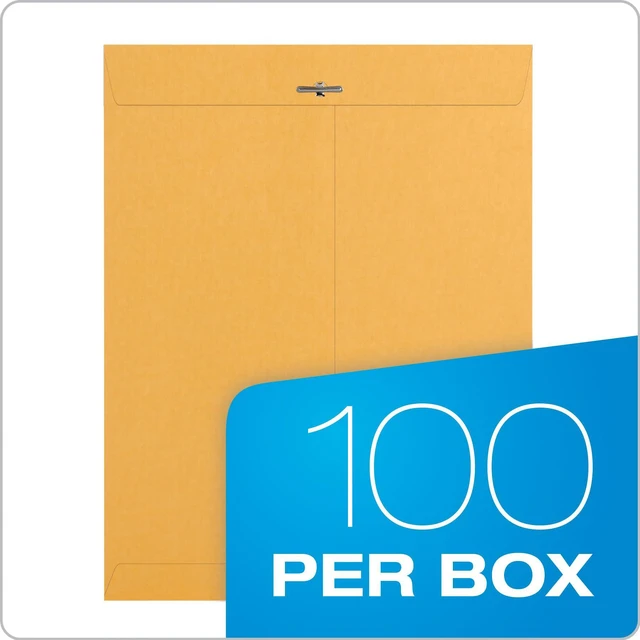 Alt view image 4 of 7 - QUA37893, Gummed Kraft Clasp Envelopes, 100 / Box, Kraft, 9.5 x 12.5 Inches