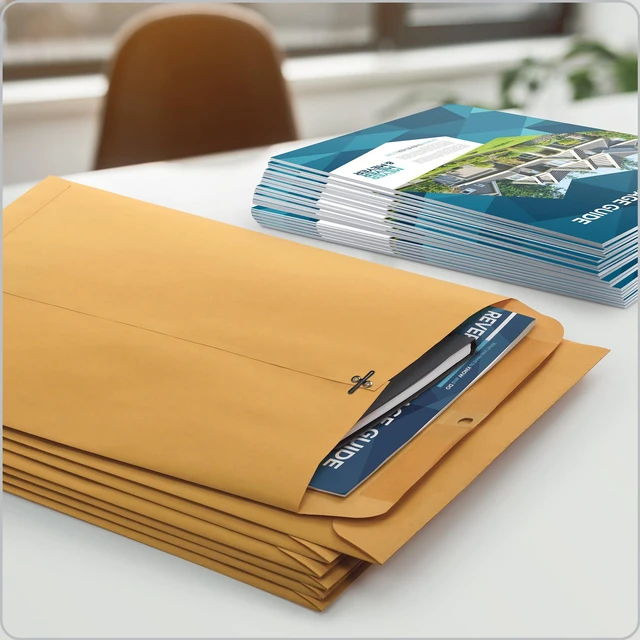 Alt view image 6 of 7 - QUA37893, Gummed Kraft Clasp Envelopes, 100 / Box, Kraft, 9.5 x 12.5 Inches