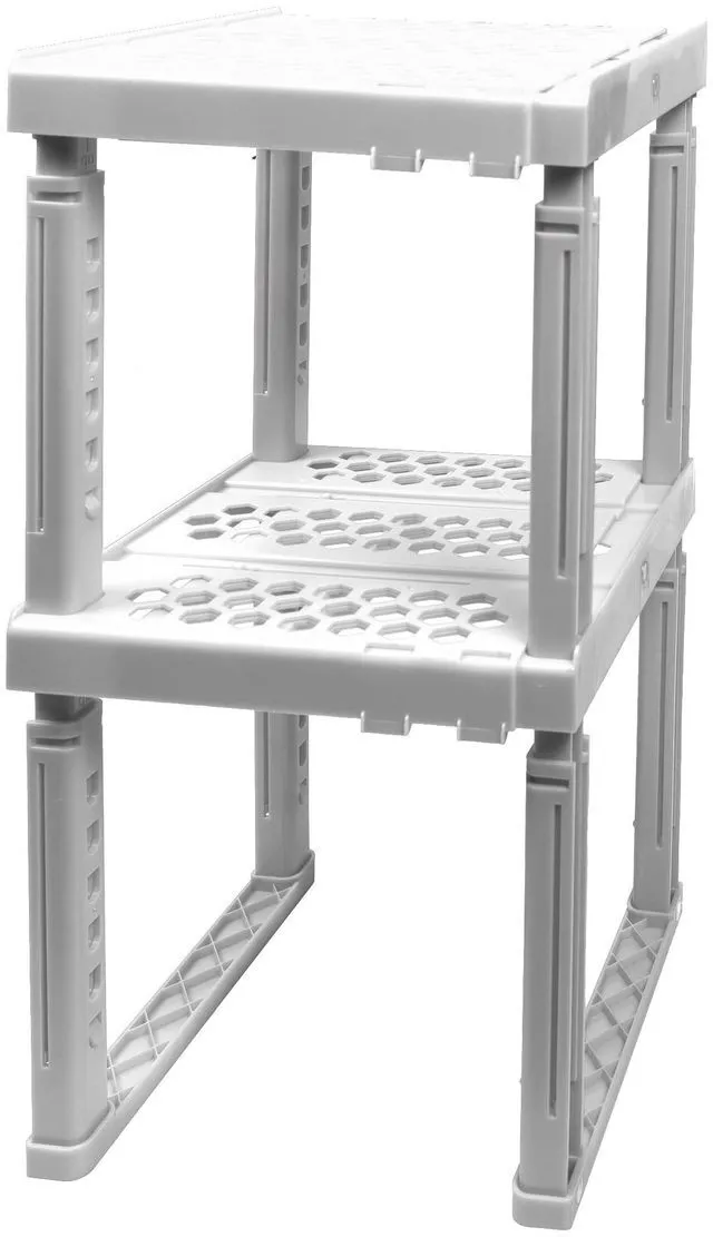 Main image of Locker Organizer Shelf Adjustable Width and Height, Ideal Locker for School, Office, and Gym Lockers (White 2 Pack), PLKSLF01