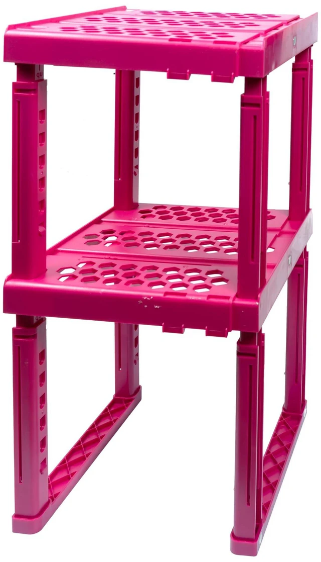 Main image of Locker Organizer Shelf Adjustable Width and Height, Ideal Locker for School, Office, and Gym Lockers (Magenta 2 Pack)