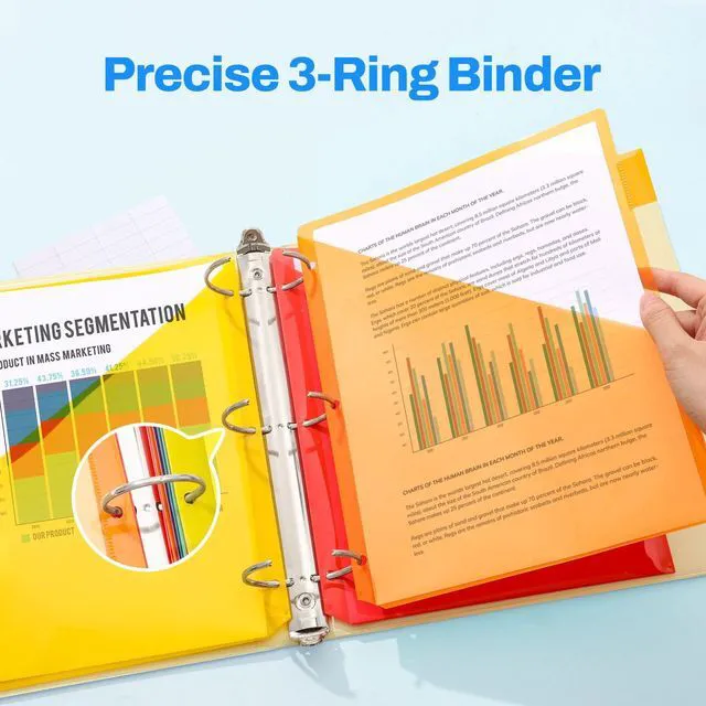 Alt view image 4 of 7 - 8 Tab Dividers with Pockets, Plastic Dividers for 3 Ring Binder, Subject Dividers with 2 Pockets, Binder Dividers for School Office Home Supplies, Bright Color, 6 Set