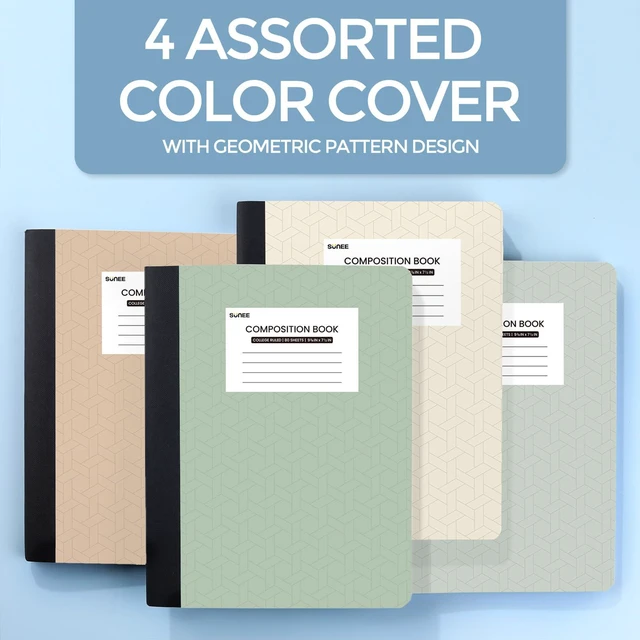 Alt view image 5 of 7 - Composition Notebooks - College Ruled Paper, 4 Pack Composition Book, 9 3/4" x 7 1/2", 80 Sheets/160 Pages, Assorted Morandi Colors, School, College & Office Supplies